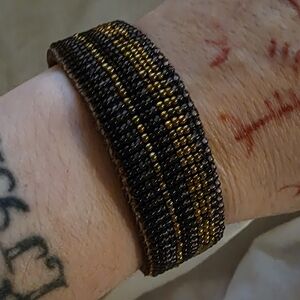 Black and Gold Beaded Bracelet